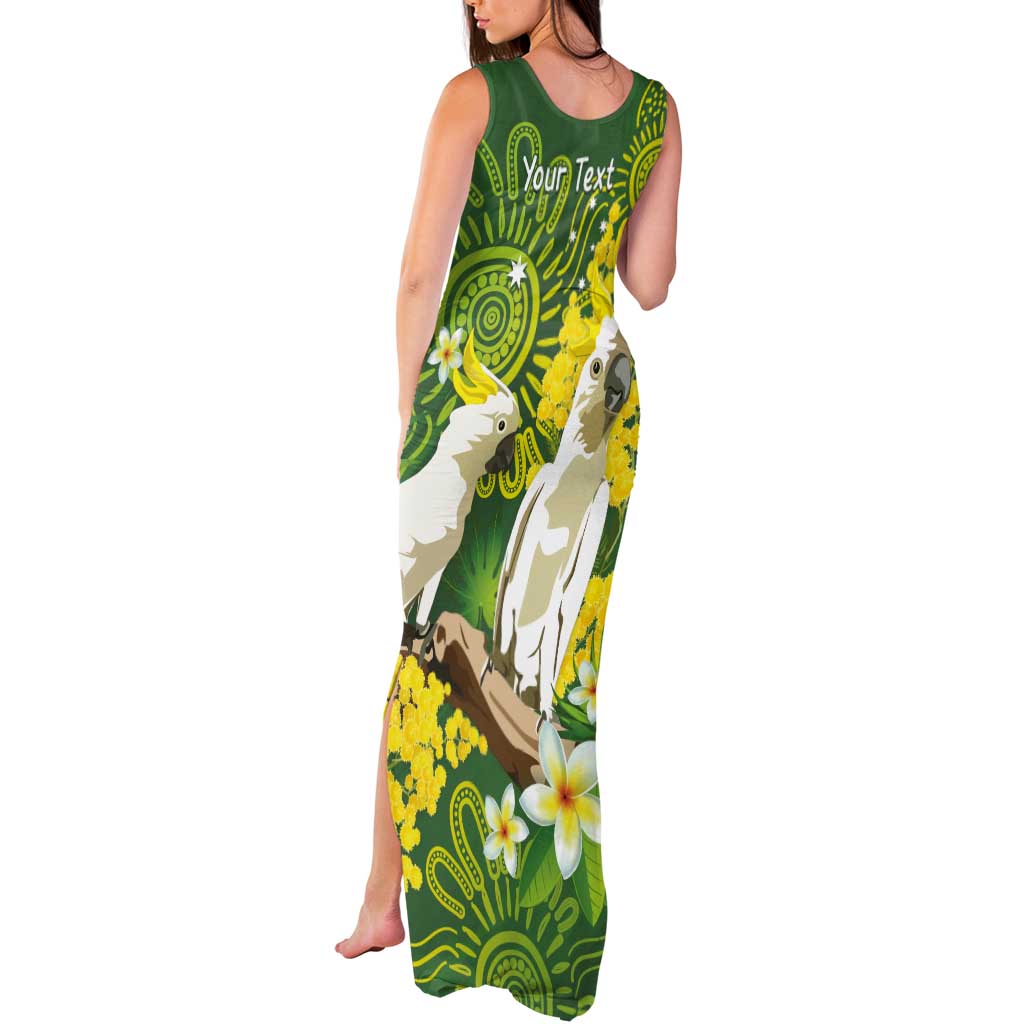 Personalised Australia Golden Wattle And Cacatua Galerita Tank Maxi Dress Aboriginal Art