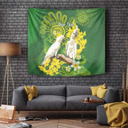 Personalised Australia Golden Wattle And Cacatua Galerita Tapestry Aboriginal Art
