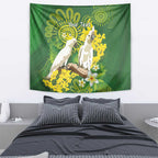 Personalised Australia Golden Wattle And Cacatua Galerita Tapestry Aboriginal Art