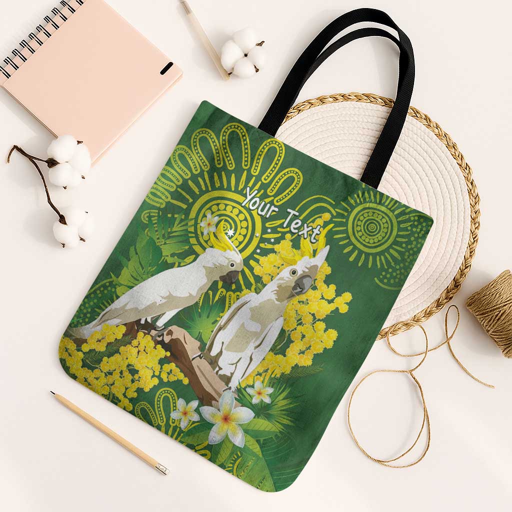 Personalised Australia Golden Wattle And Cacatua Galerita Tote Bag Aboriginal Art - Aussie Hoodie
