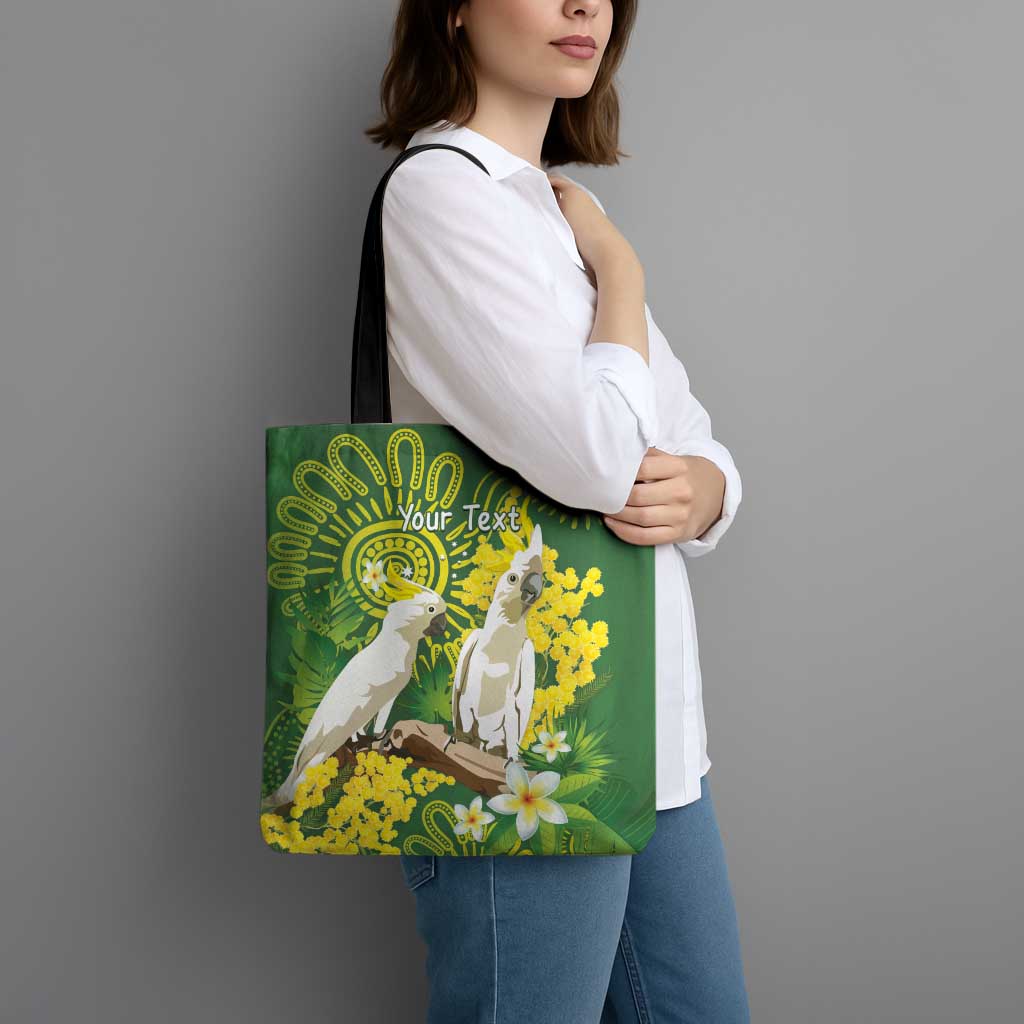 Personalised Australia Golden Wattle And Cacatua Galerita Tote Bag Aboriginal Art - Aussie Hoodie