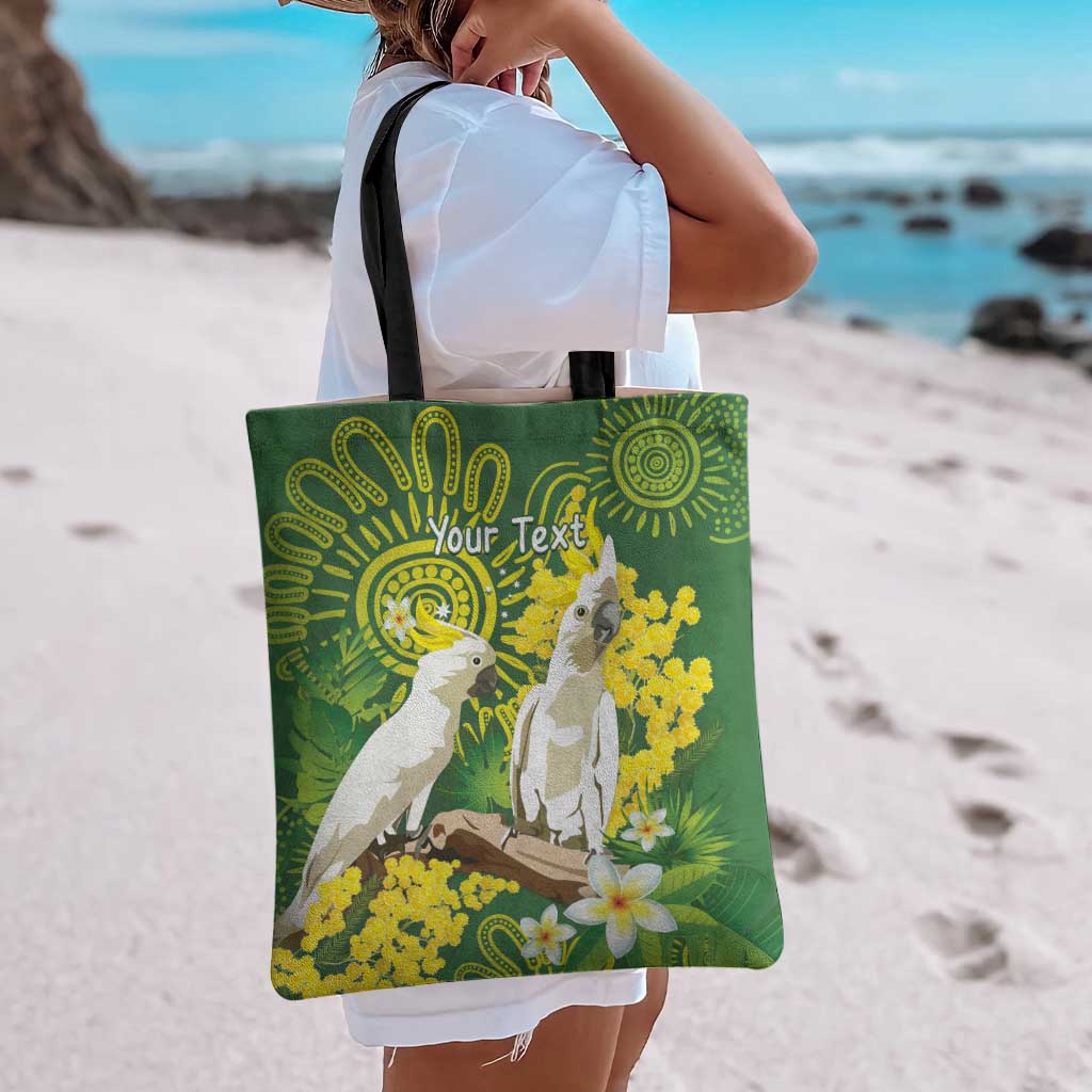 Personalised Australia Golden Wattle And Cacatua Galerita Tote Bag Aboriginal Art - Aussie Hoodie