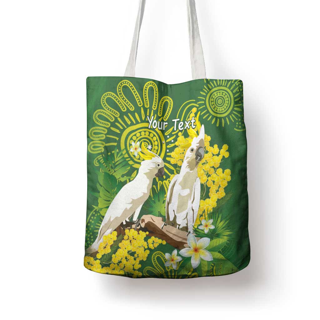 Personalised Australia Golden Wattle And Cacatua Galerita Tote Bag Aboriginal Art - Aussie Hoodie