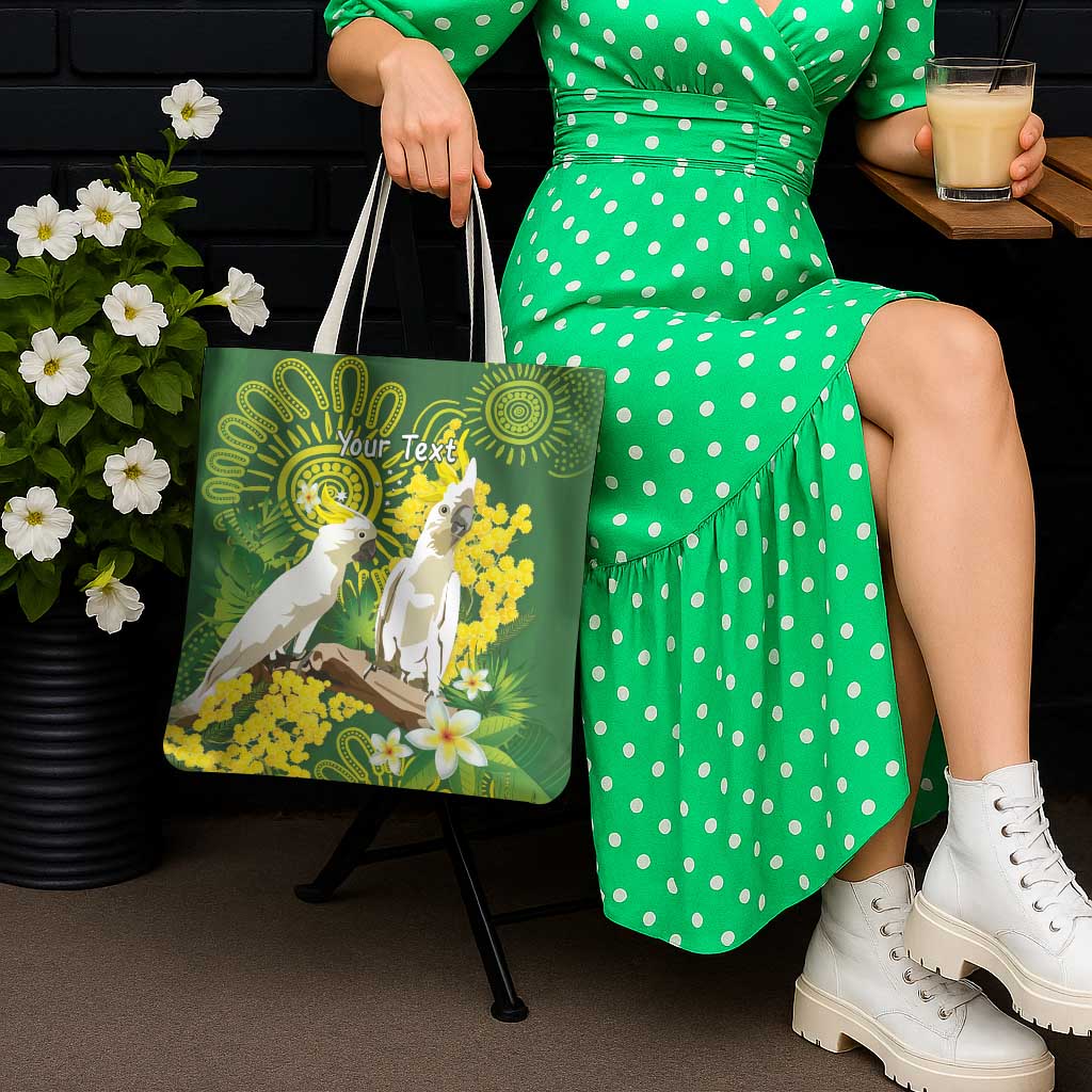 Personalised Australia Golden Wattle And Cacatua Galerita Tote Bag Aboriginal Art - Aussie Hoodie