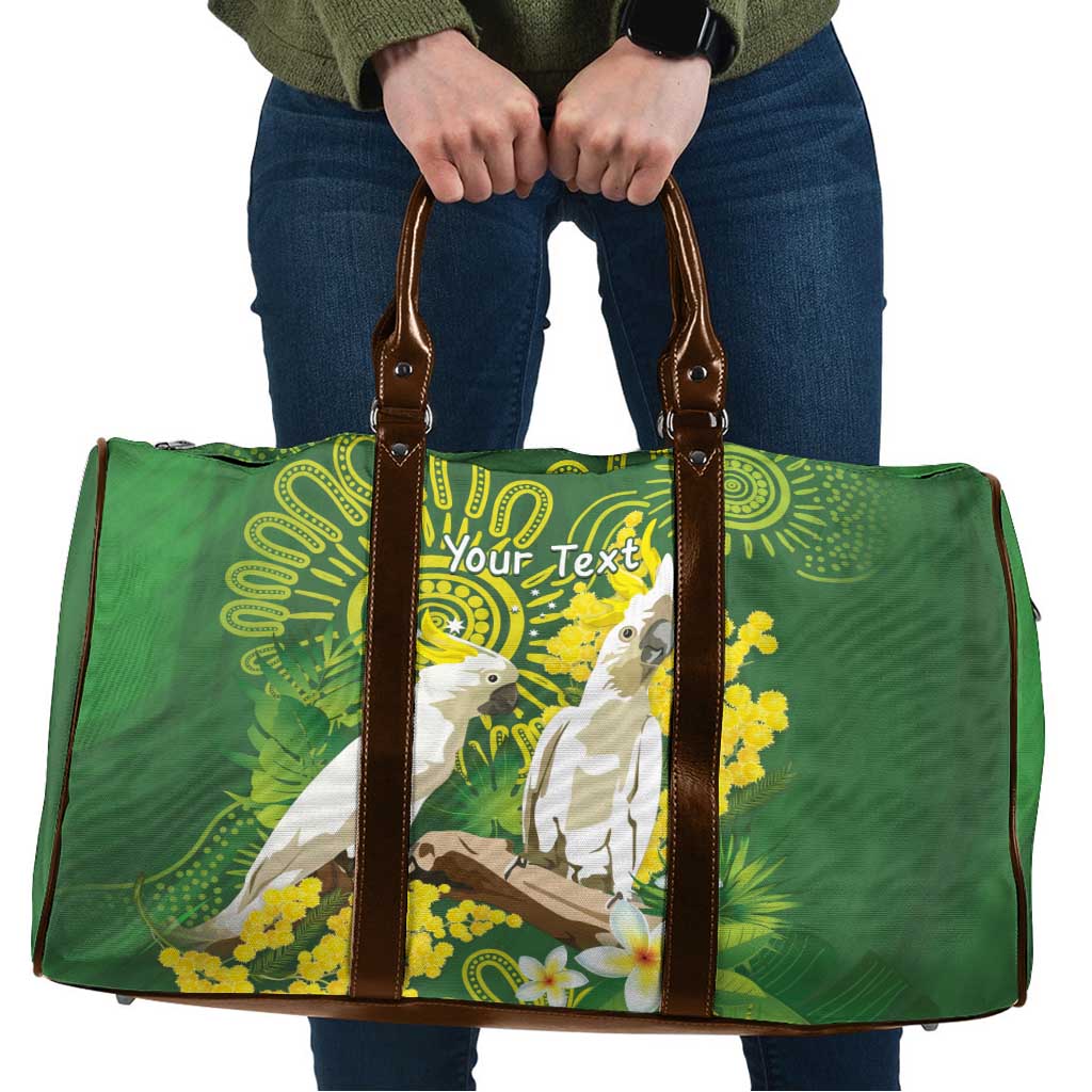 Personalised Australia Golden Wattle And Cacatua Galerita Travel Bag Aboriginal Art - Aussie Hoodie