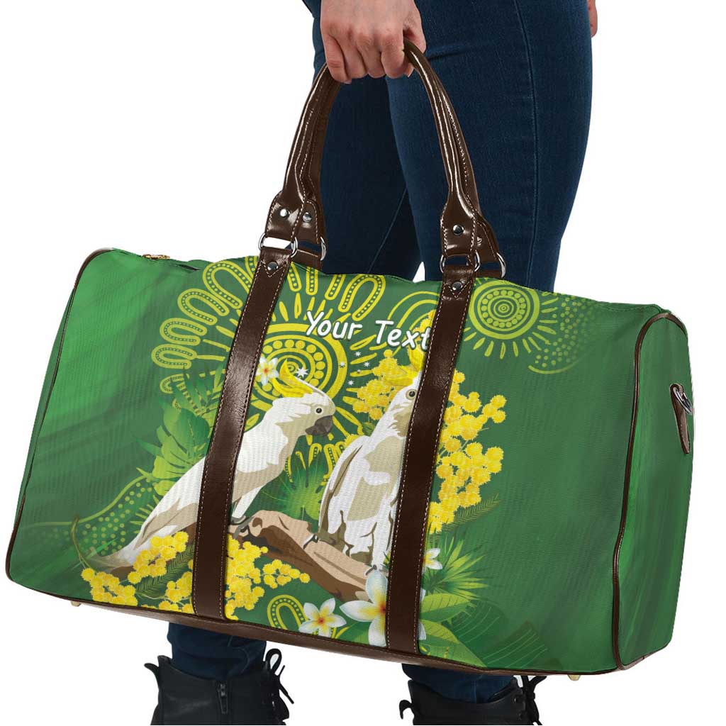 Personalised Australia Golden Wattle And Cacatua Galerita Travel Bag Aboriginal Art - Aussie Hoodie