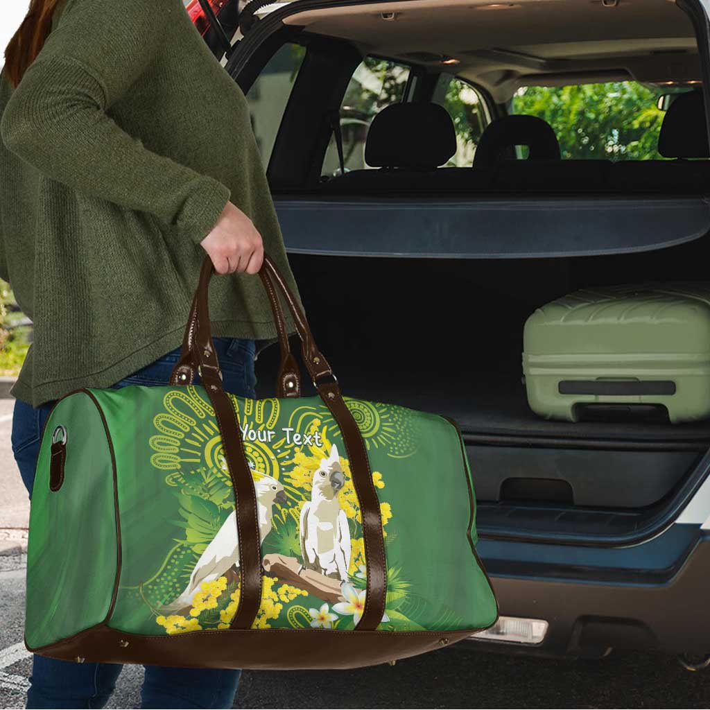 Personalised Australia Golden Wattle And Cacatua Galerita Travel Bag Aboriginal Art - Aussie Hoodie