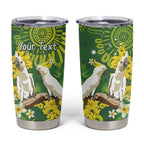 Personalised Australia Golden Wattle With Cacatua Galerita Tumbler Cup Aboriginal Art
