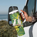 Personalised Australia Golden Wattle With Cacatua Galerita Tumbler With Handle Aboriginal Art