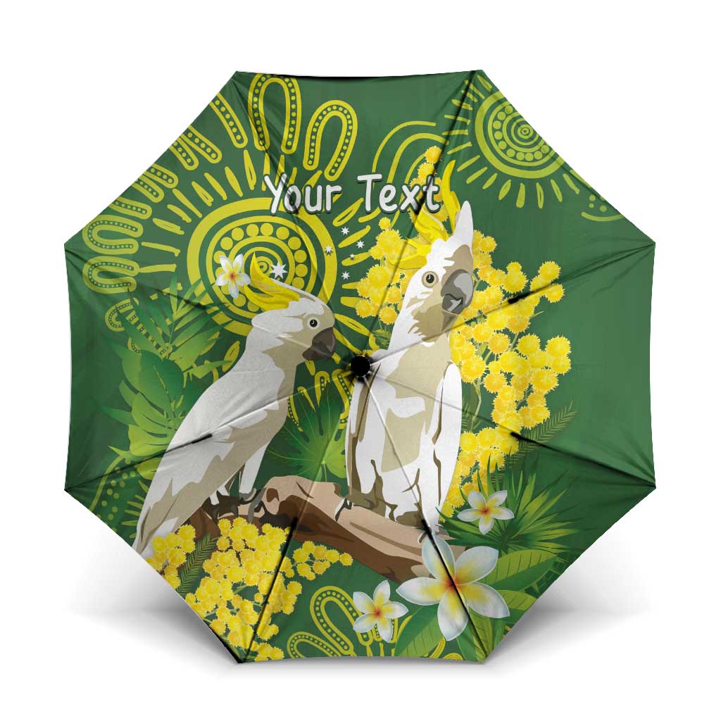 Personalised Australia Golden Wattle And Cacatua Galerita Umbrella Aboriginal Art - Aussie Hoodie