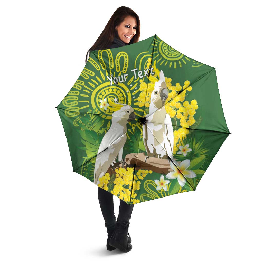Personalised Australia Golden Wattle And Cacatua Galerita Umbrella Aboriginal Art - Aussie Hoodie
