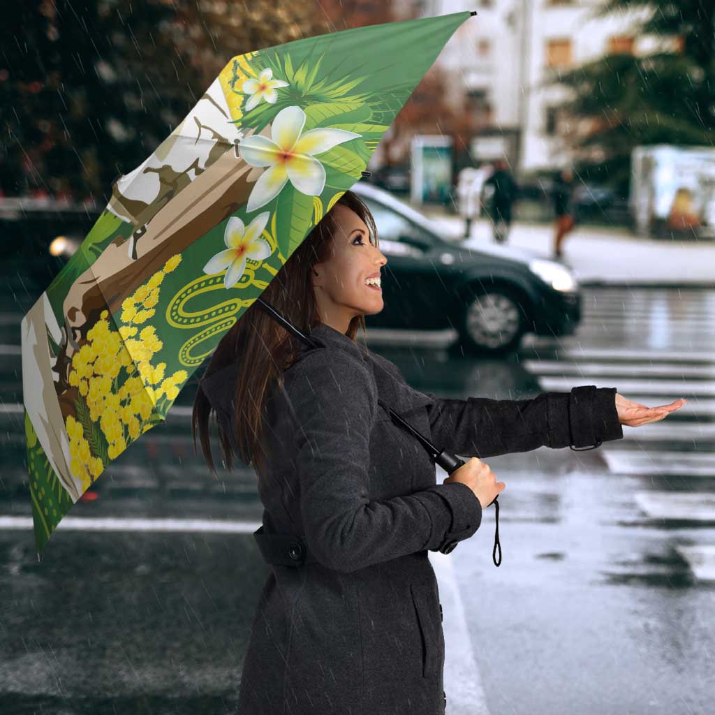 Personalised Australia Golden Wattle And Cacatua Galerita Umbrella Aboriginal Art - Aussie Hoodie