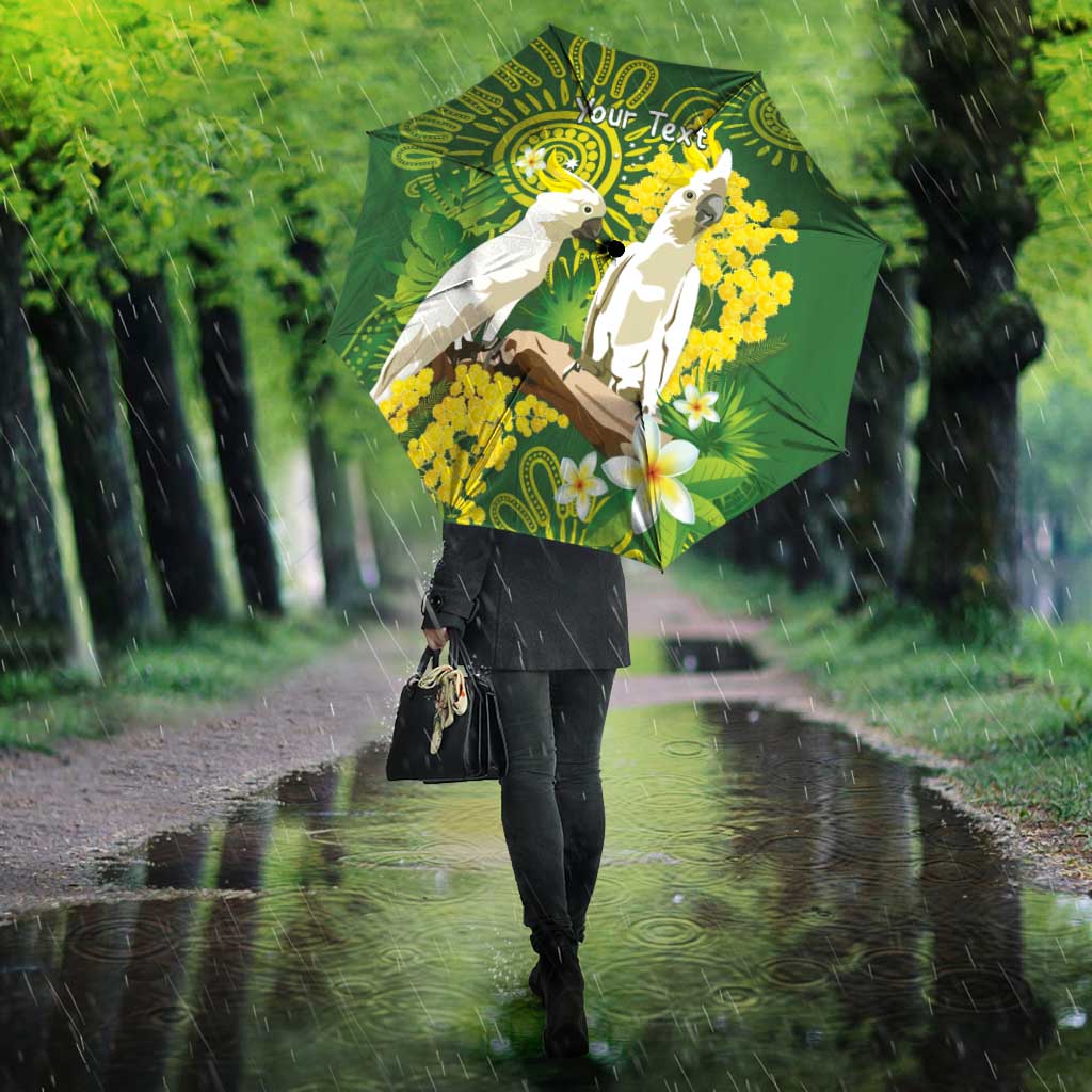 Personalised Australia Golden Wattle And Cacatua Galerita Umbrella Aboriginal Art - Aussie Hoodie