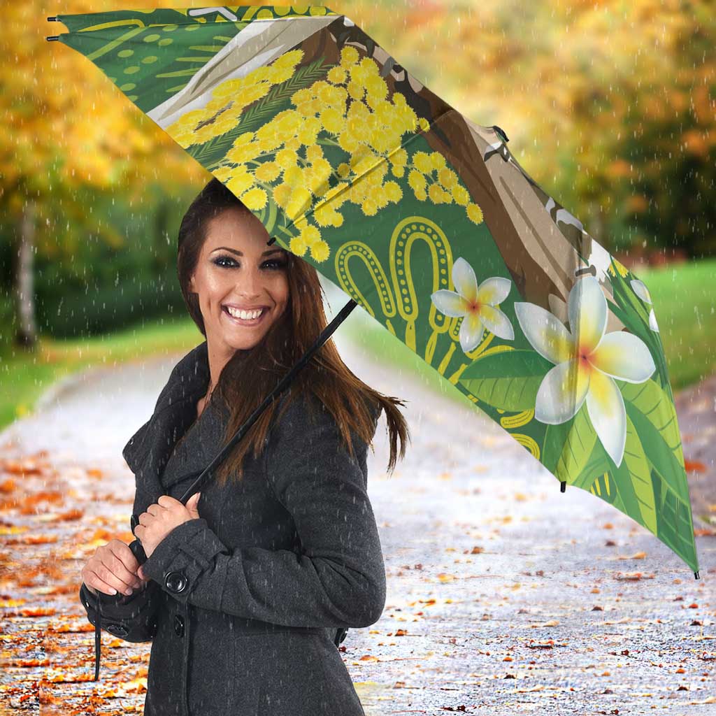 Personalised Australia Golden Wattle And Cacatua Galerita Umbrella Aboriginal Art - Aussie Hoodie