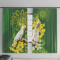 Personalised Australia Golden Wattle And Cacatua Galerita Window Curtain Aboriginal Art