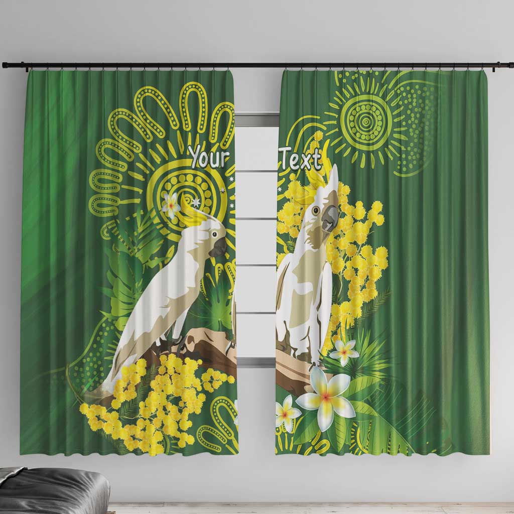 Personalised Australia Golden Wattle And Cacatua Galerita Window Curtain Aboriginal Art