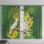 Personalised Australia Golden Wattle And Cacatua Galerita Window Curtain Aboriginal Art