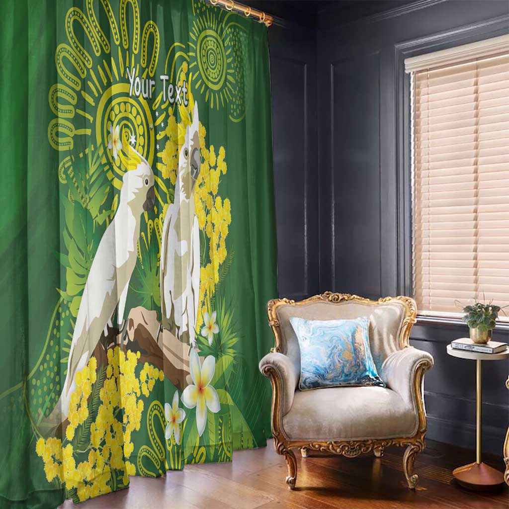 Personalised Australia Golden Wattle And Cacatua Galerita Window Curtain Aboriginal Art