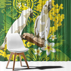 Personalised Australia Golden Wattle And Cacatua Galerita Window Curtain Aboriginal Art