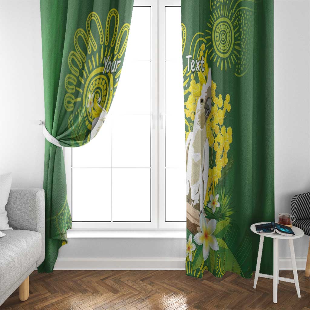 Personalised Australia Golden Wattle And Cacatua Galerita Window Curtain Aboriginal Art