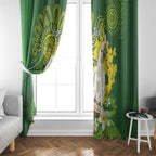 Personalised Australia Golden Wattle And Cacatua Galerita Window Curtain Aboriginal Art