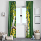Personalised Australia Golden Wattle And Cacatua Galerita Window Curtain Aboriginal Art