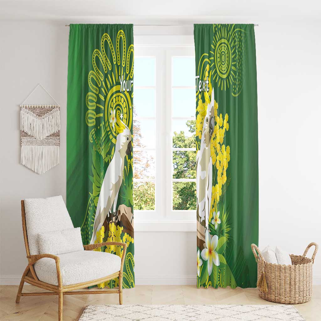 Personalised Australia Golden Wattle And Cacatua Galerita Window Curtain Aboriginal Art