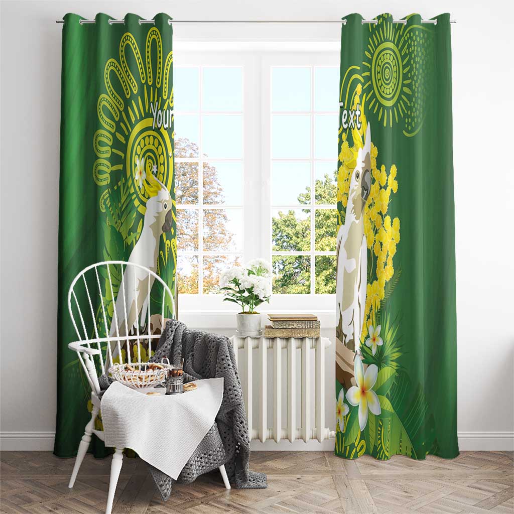 Personalised Australia Golden Wattle And Cacatua Galerita Window Curtain Aboriginal Art