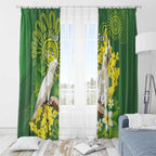 Personalised Australia Golden Wattle And Cacatua Galerita Window Curtain Aboriginal Art