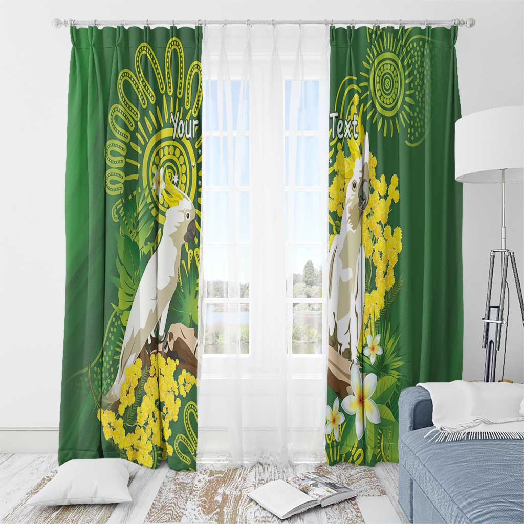 Personalised Australia Golden Wattle And Cacatua Galerita Window Curtain Aboriginal Art