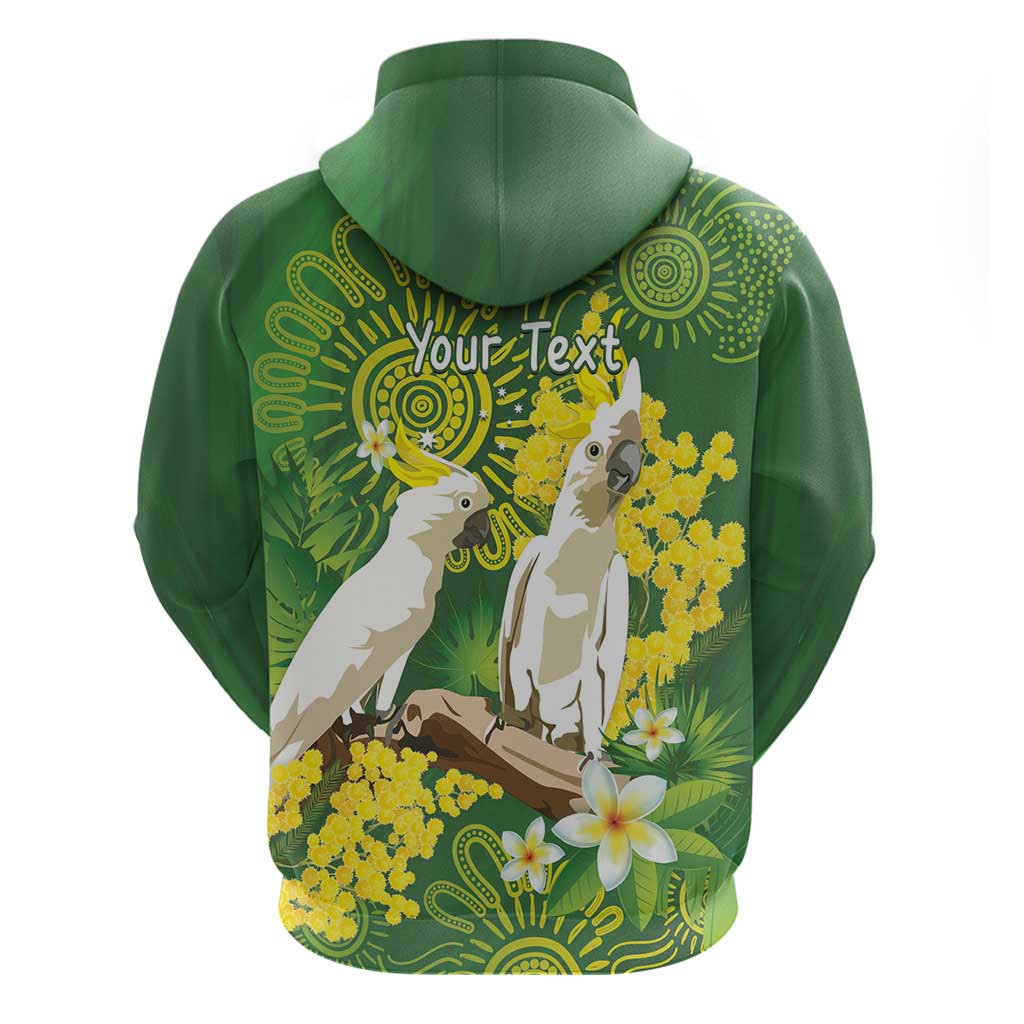 Personalised Australia Golden Wattle And Cacatua Galerita Zip Hoodie Aboriginal Art