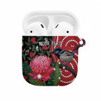 Personalised Australia Waratah And Superb Fairywren AirPods Case Aboriginal Art - Aussie Hoodie