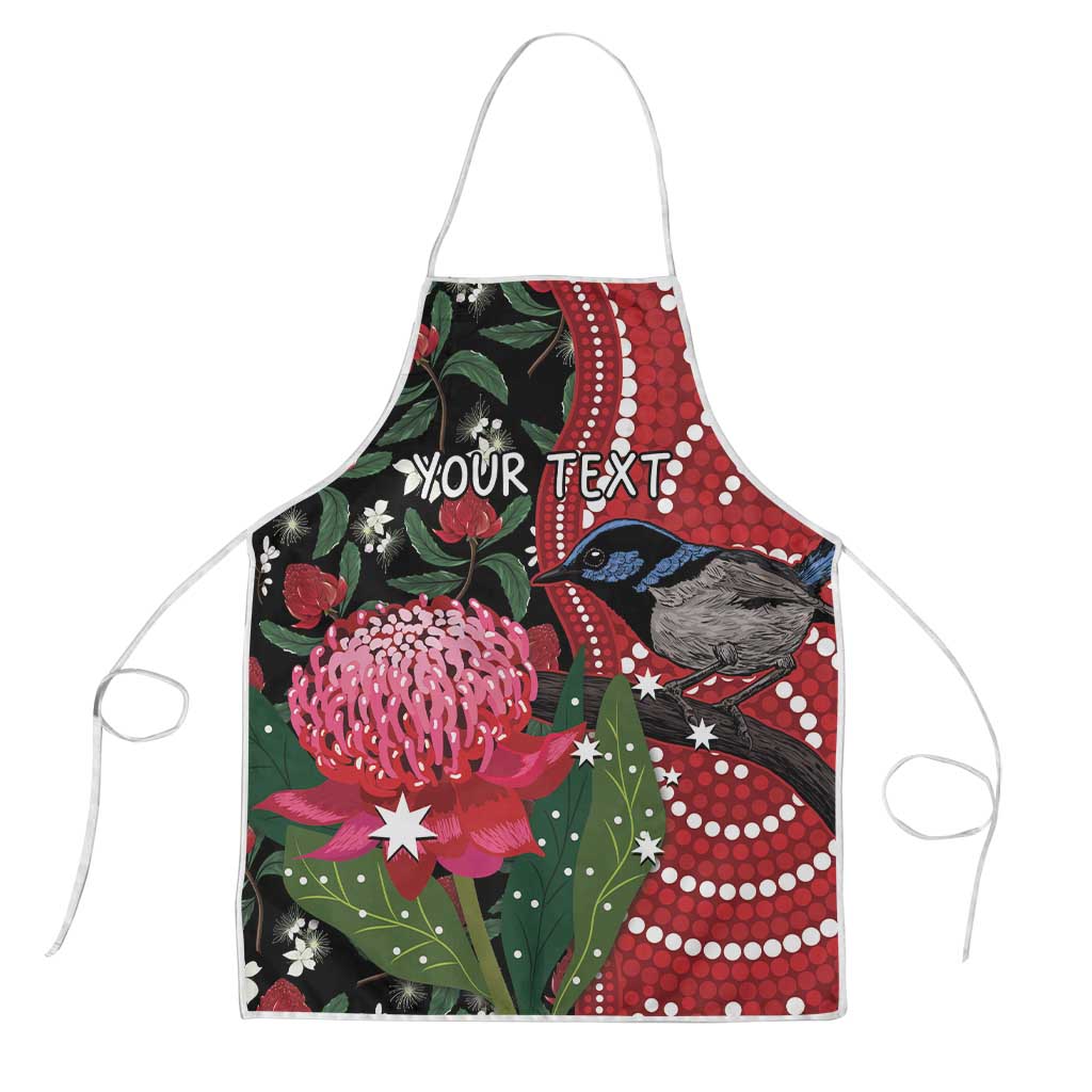 Personalised Australia Waratah And Superb Fairywren Apron Aboriginal Art - Aussie Hoodie