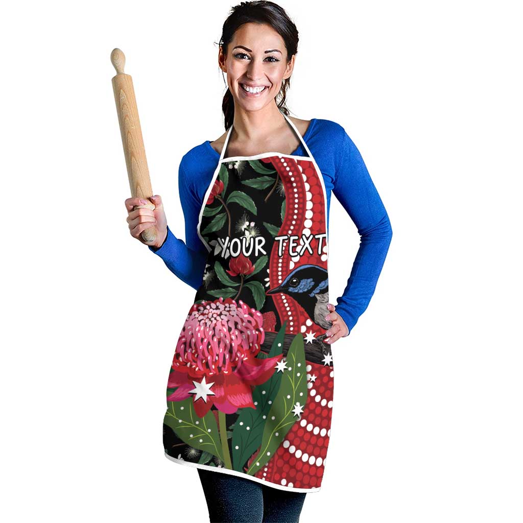 Personalised Australia Waratah And Superb Fairywren Apron Aboriginal Art - Aussie Hoodie