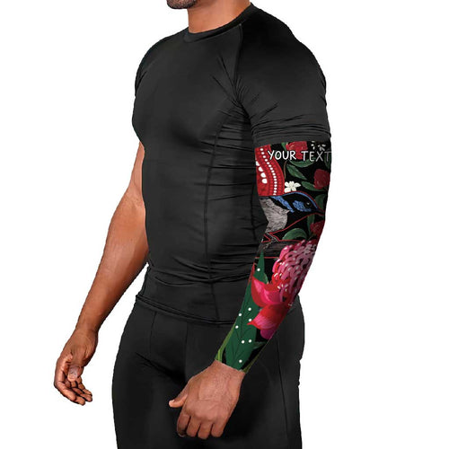 Personalised Australia Waratah And Superb Fairywren Arm Sleeves Aboriginal Art - Aussie Hoodie