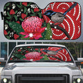 Personalised Australia Waratah And Superb Fairywren Auto Sun Shade Aboriginal Art - Aussie Hoodie