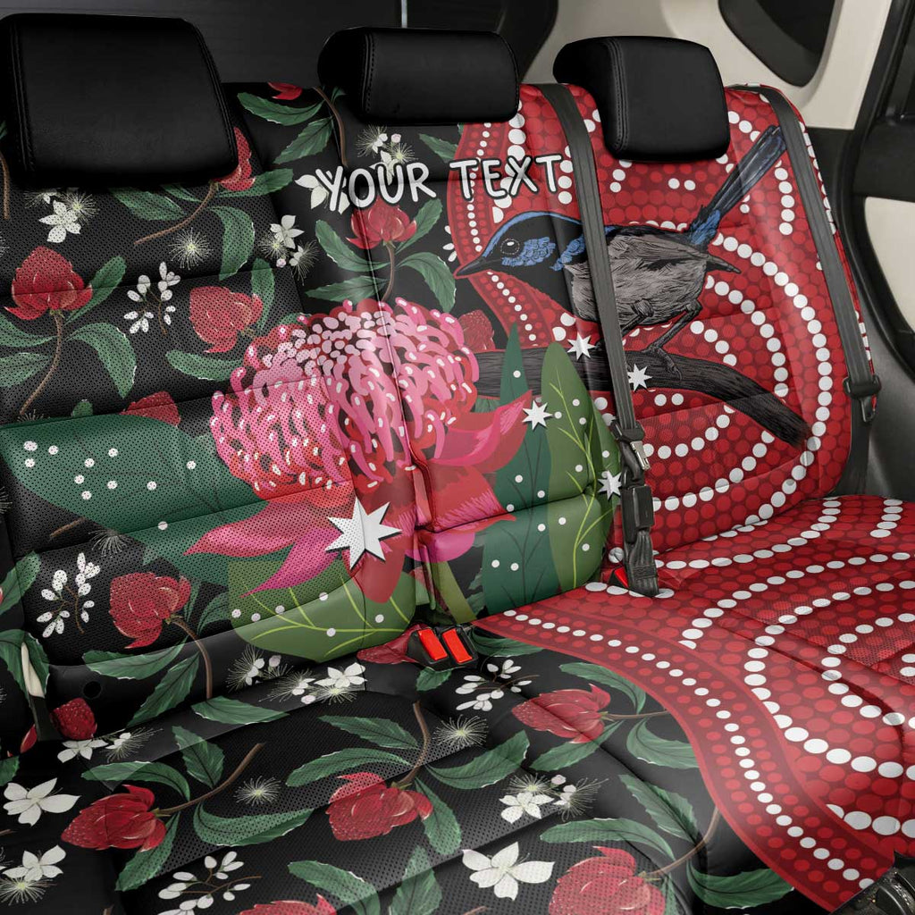 Personalised Australia Waratah And Superb Fairywren Back Car Seat Cover Aboriginal Art