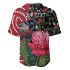 Personalised Australia Waratah And Superb Fairywren Baseball Jersey Aboriginal Art