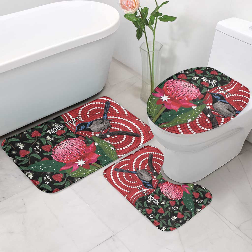 Personalised Australia Waratah And Superb Fairywren Bathroom Set Aboriginal Art - Aussie Hoodie