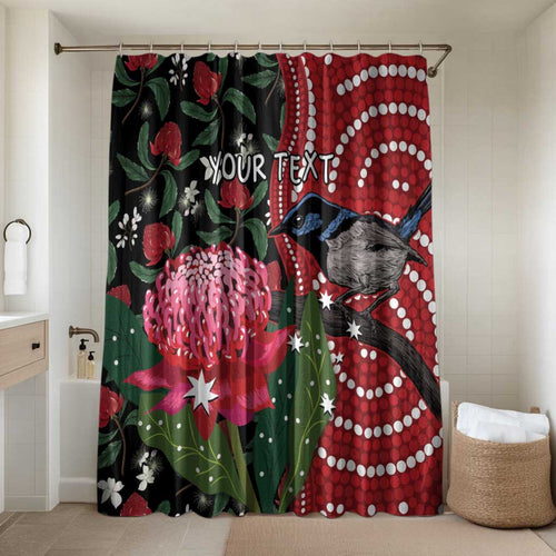 Personalised Australia Waratah And Superb Fairywren Bathroom Set Aboriginal Art - Aussie Hoodie
