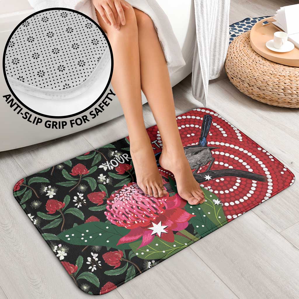 Personalised Australia Waratah And Superb Fairywren Bathroom Set Aboriginal Art - Aussie Hoodie