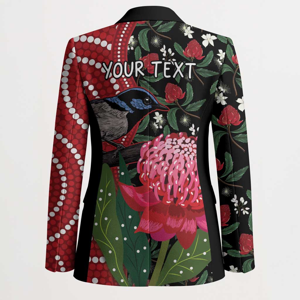 Personalised Australia Waratah And Superb Fairywren Blazer Aboriginal Art - Aussie Hoodie