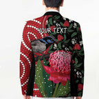 Personalised Australia Waratah And Superb Fairywren Blazer Aboriginal Art - Aussie Hoodie