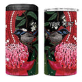 Personalised Australia Waratah With Superb Fairywren 4 in 1 Can Cooler Tumbler Aboriginal Art