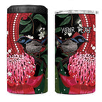 Personalised Australia Waratah With Superb Fairywren 4 in 1 Can Cooler Tumbler Aboriginal Art