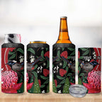 Personalised Australia Waratah With Superb Fairywren 4 in 1 Can Cooler Tumbler Aboriginal Art