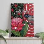 Personalised Australia Waratah And Superb Fairywren Canvas Wall Art Aboriginal Art