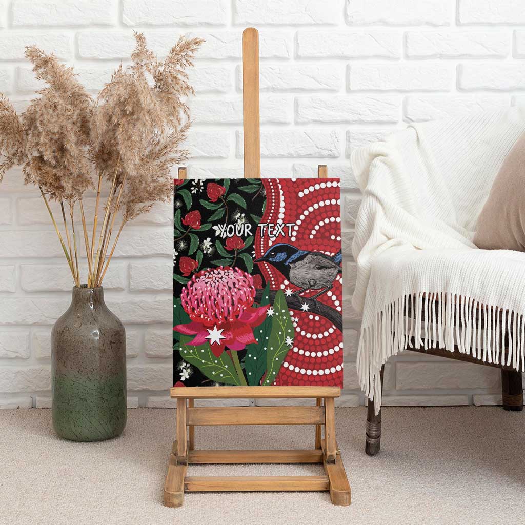 Personalised Australia Waratah And Superb Fairywren Canvas Wall Art Aboriginal Art