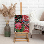 Personalised Australia Waratah And Superb Fairywren Canvas Wall Art Aboriginal Art
