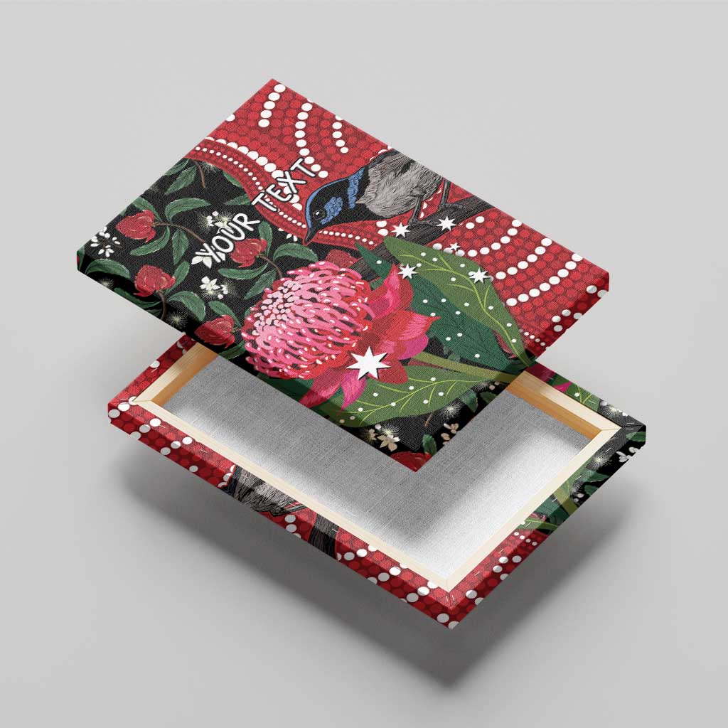 Personalised Australia Waratah And Superb Fairywren Canvas Wall Art Aboriginal Art
